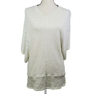 Akemi + Kin Coro Top Womens Sz XS‎ Cream Crochet Lace Boho Tunic Anthropologie